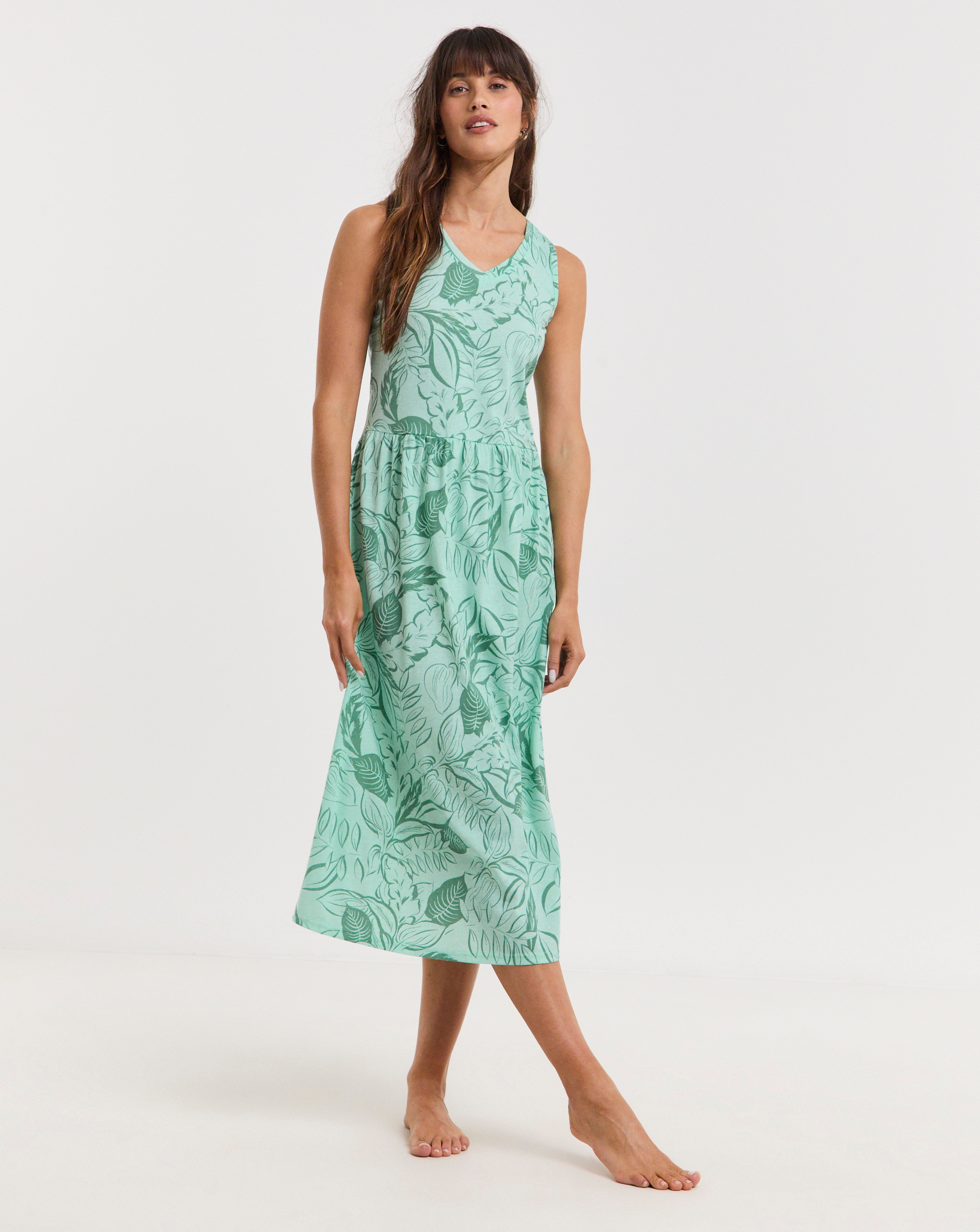 Leaf Print Value Midi Nightie