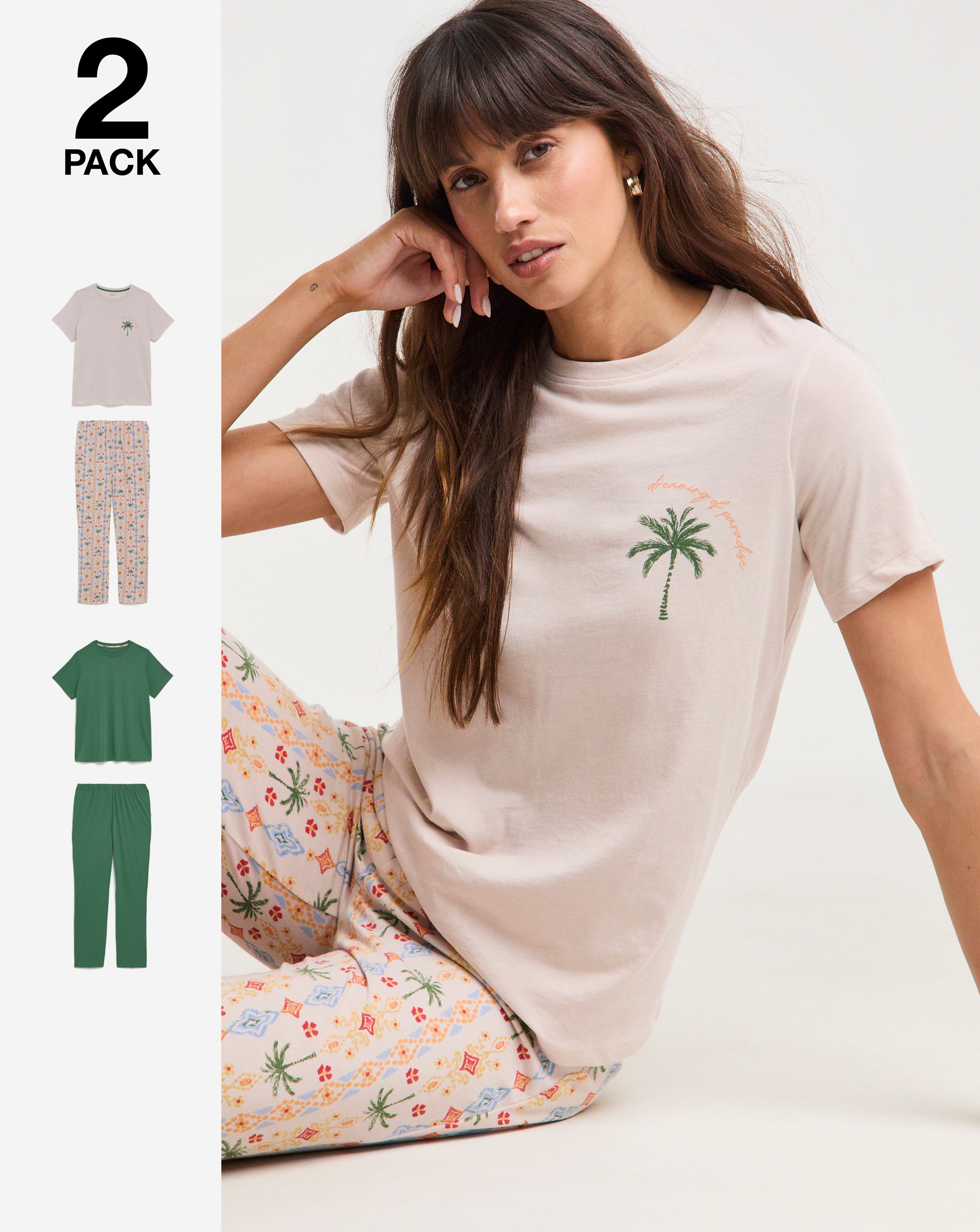 Value 2 Pack Pyjama Set Palm Print