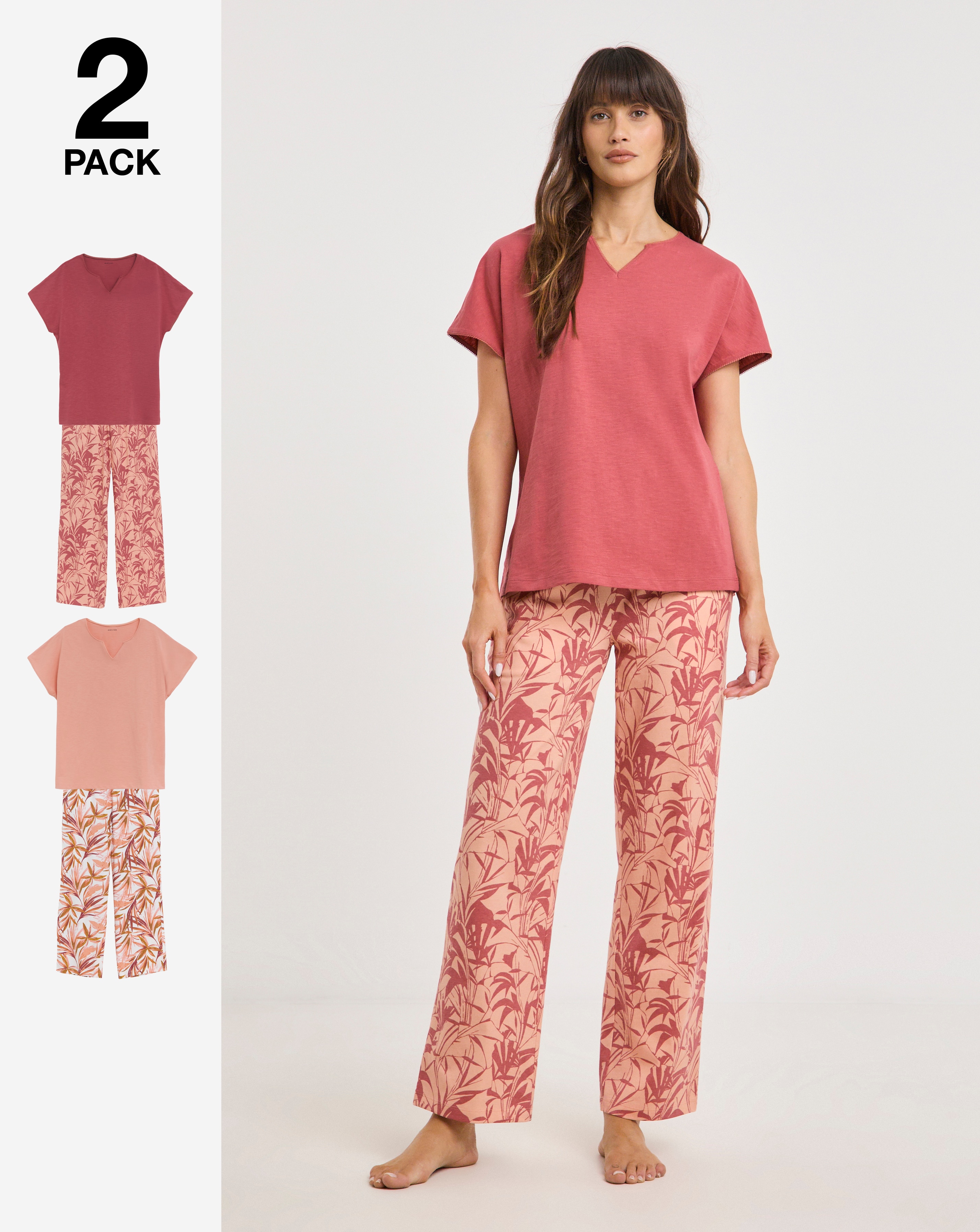 2 Pack Cotton Top Pyjama Sets