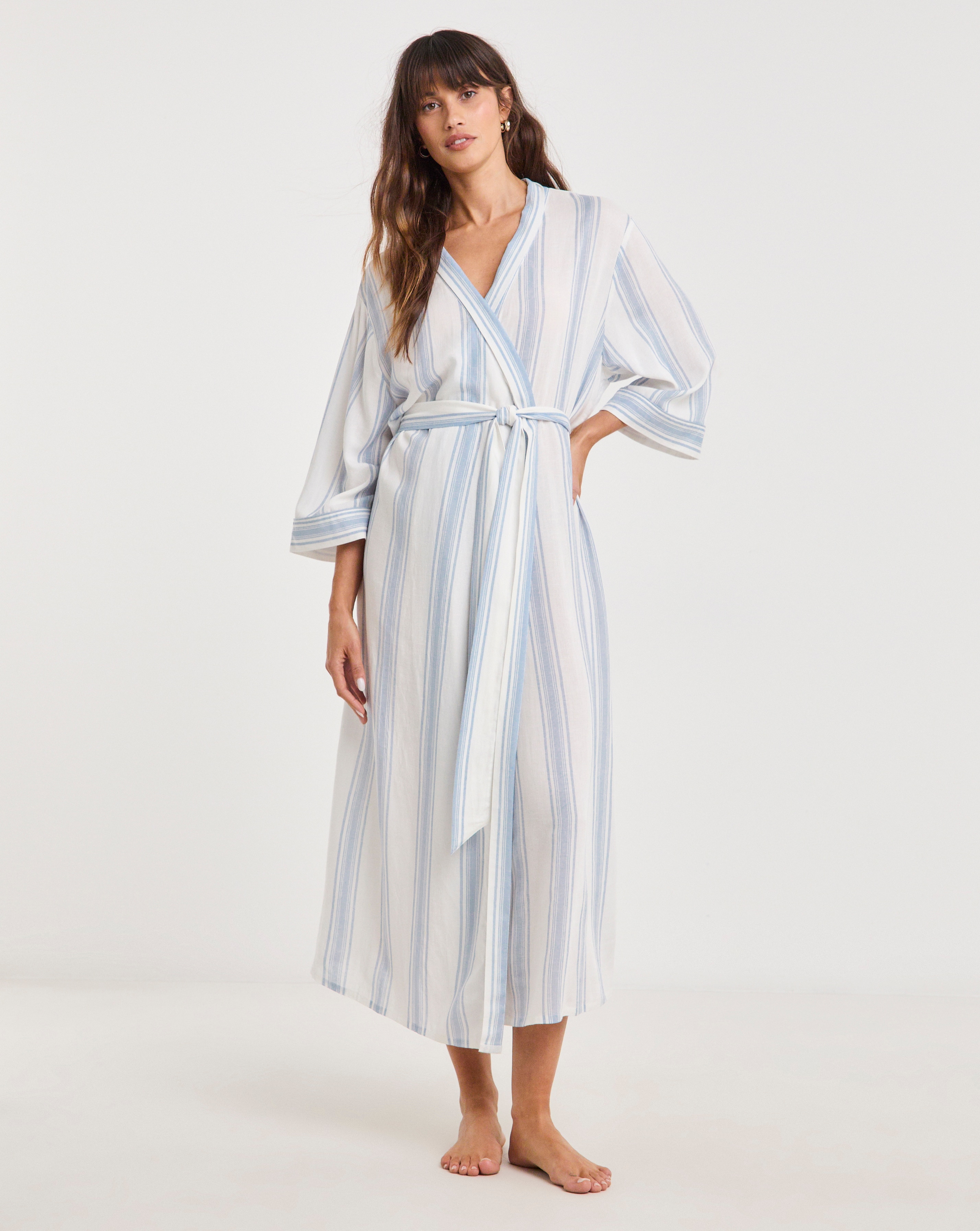 Linen Stripe Midi Gown