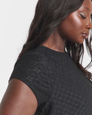 Simply Be Black Broderie Cap Sleeve Peplum Top