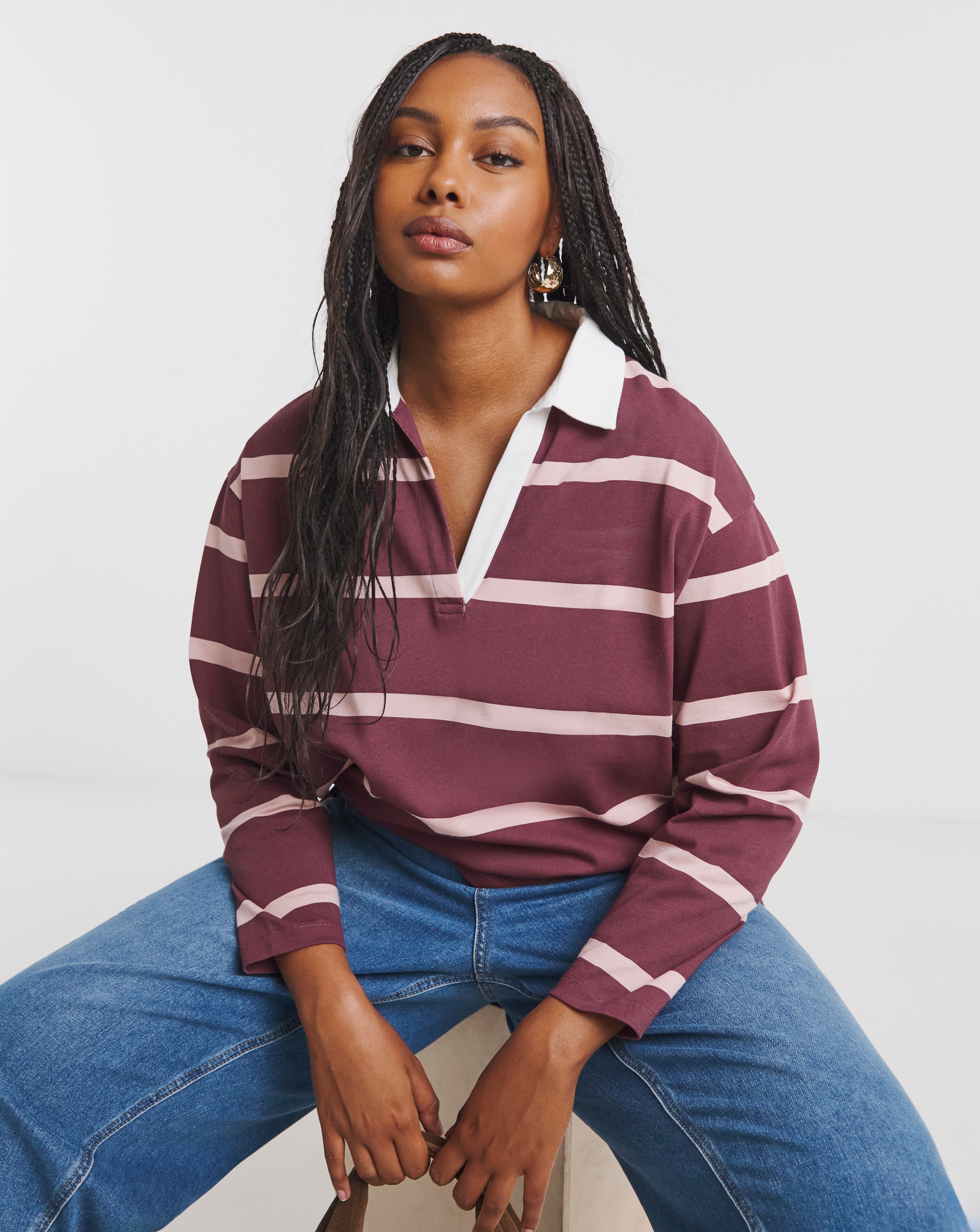 Long Sleeve Stripe Rugby Top