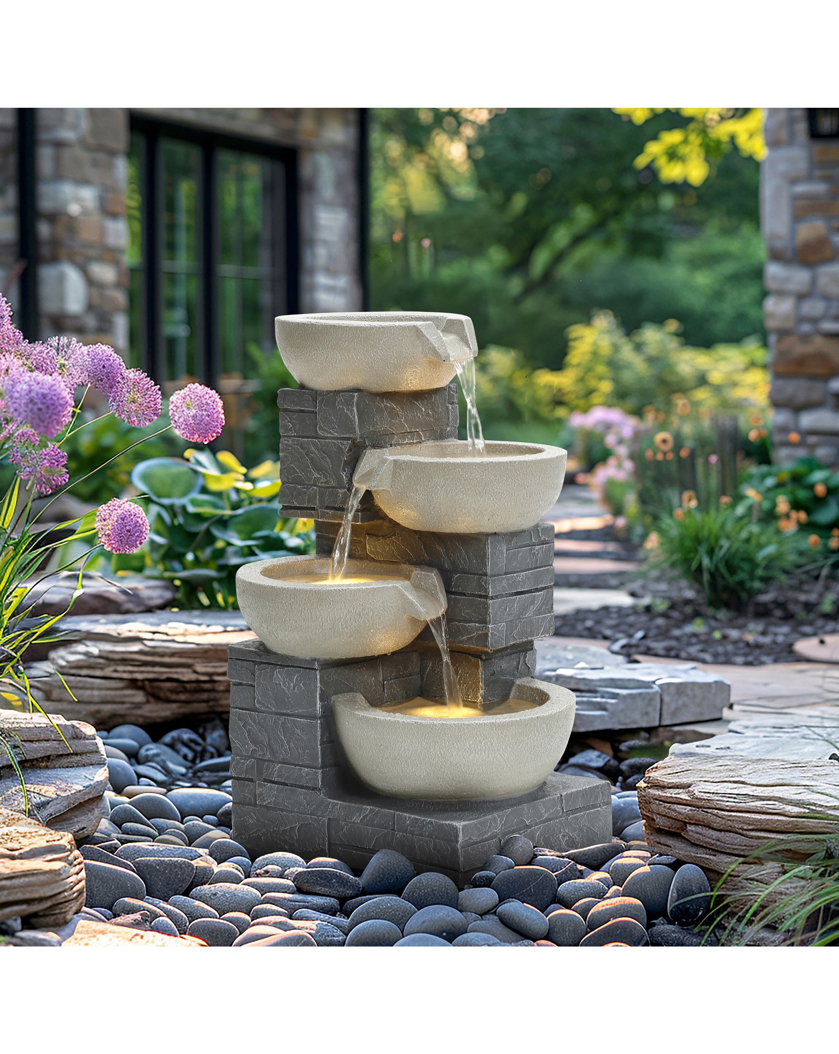 4 Tier Cascading Bowls Water Feature
