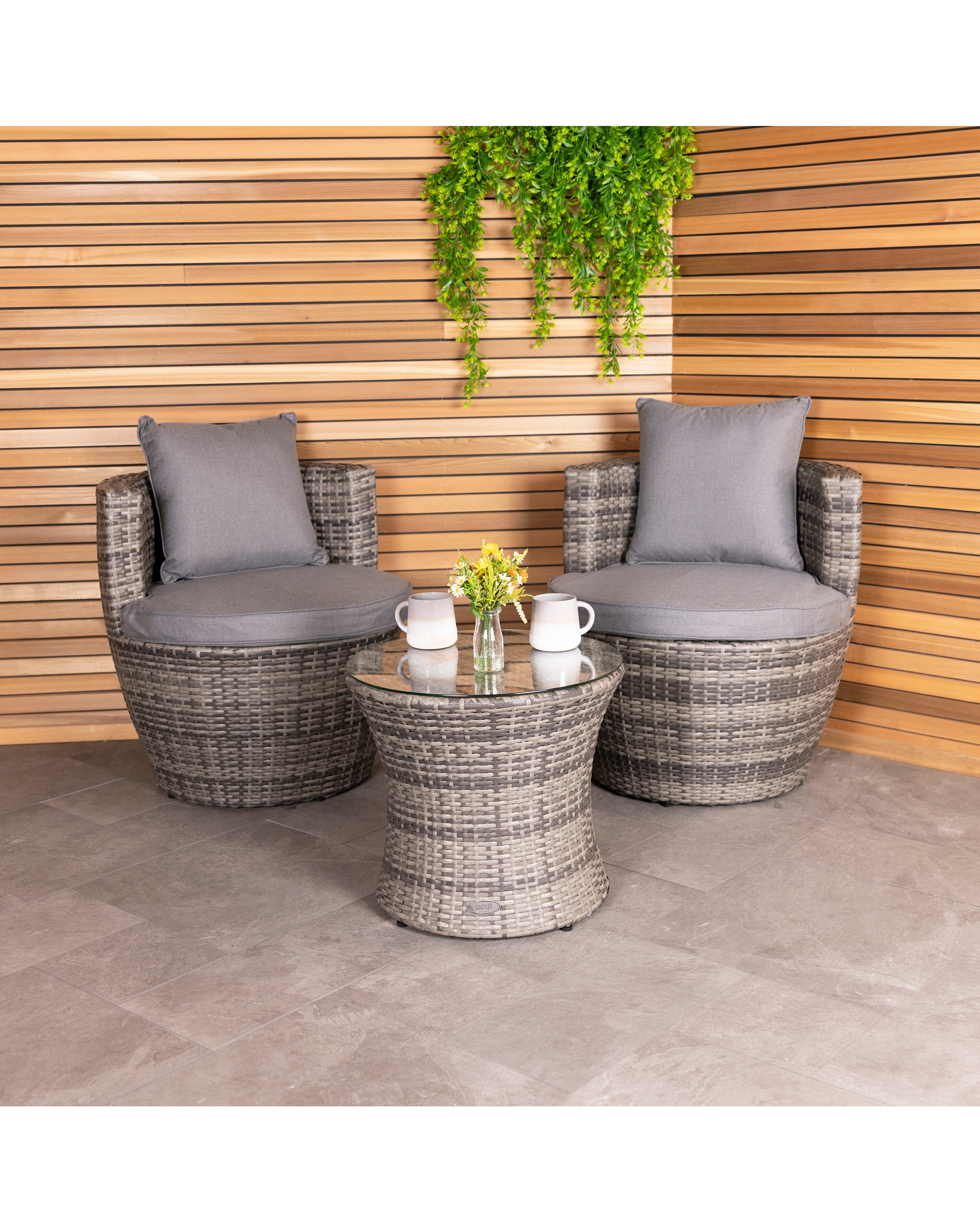 3 Piece Stacking Rattan Bistro Set