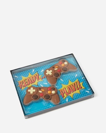 Decorated milk chocolate twin game controllers in gift box - 195mm