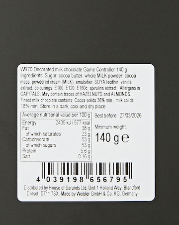 Decorated milk chocolate twin game controllers in gift box - 195mm