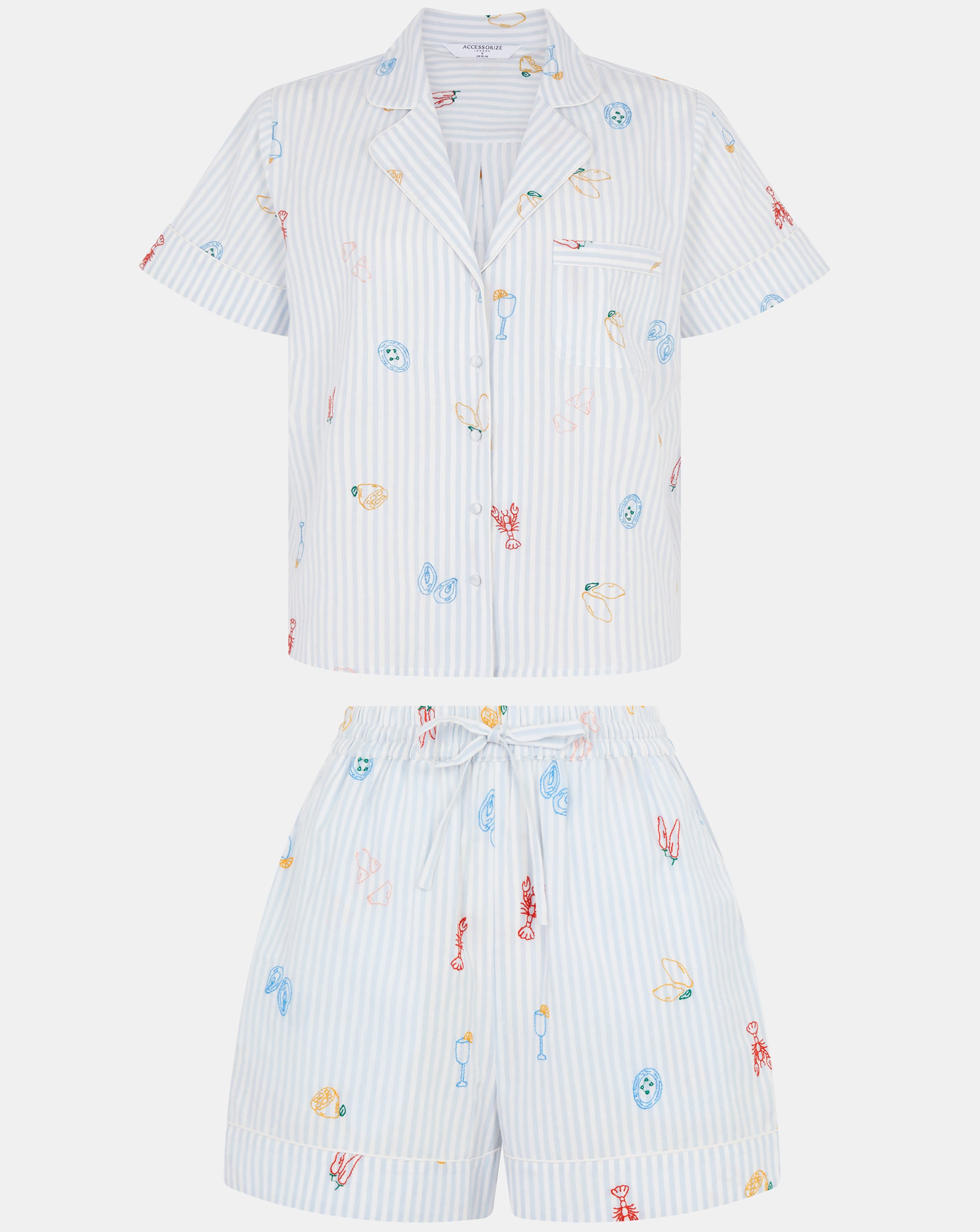 New In - Accessorize Embroidered Pyjamas Set