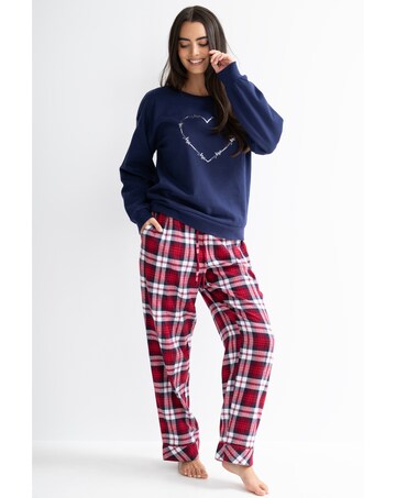 Pour Moi Pour Moi Logo Sweatshirt Cosy Check Pyjama Set