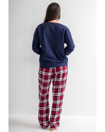 Pour Moi Pour Moi Logo Sweatshirt Cosy Check Pyjama Set