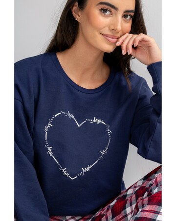Pour Moi Pour Moi Logo Sweatshirt Cosy Check Pyjama Set