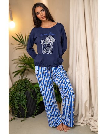 Pour Moi Cotton Long Sleeve Wide Leg Trouser Pyjama Set