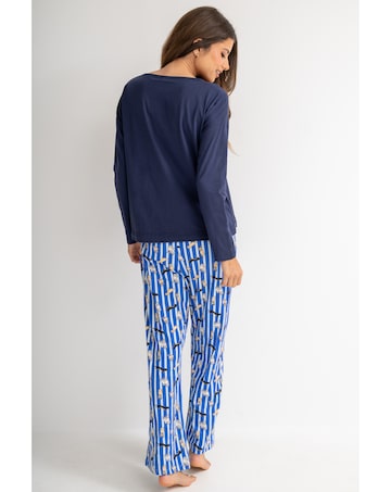 Pour Moi Cotton Long Sleeve Wide Leg Trouser Pyjama Set