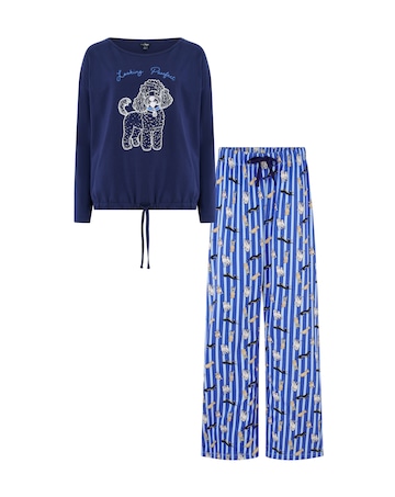 Pour Moi Cotton Long Sleeve Wide Leg Trouser Pyjama Set