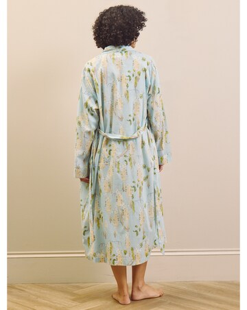 Pale Blue Wisteria Cotton Grandpa Dressing Gown