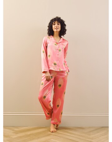 Pink Peacock Feather Traditional Pj