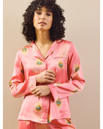 Pink Peacock Feather Traditional Pj