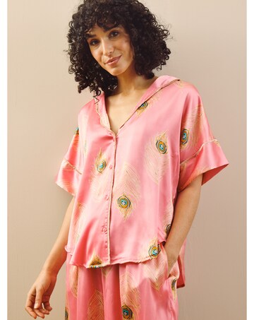 Pink Peacock Feather Oversize Pj