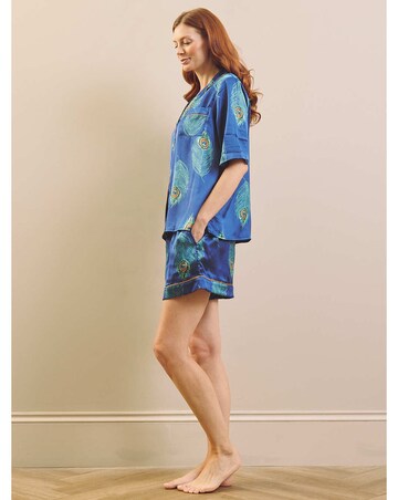 Navy Peacock Feather Shortie Pj