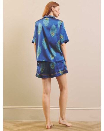 Navy Peacock Feather Shortie Pj