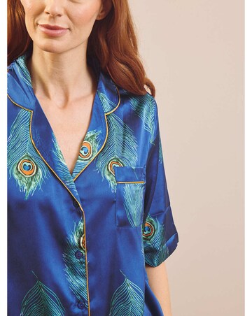 Navy Peacock Feather Shortie Pj