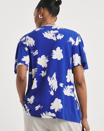 Floral Print Button Detail Top