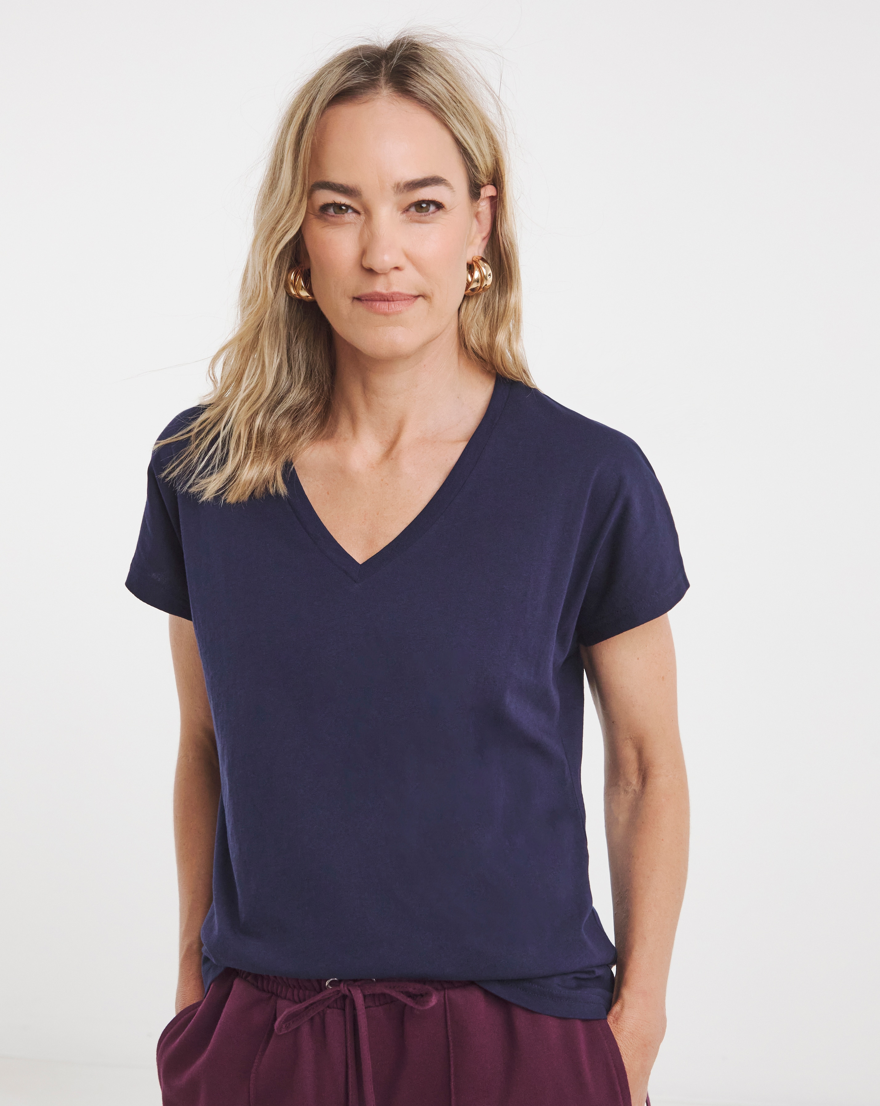 Navy V-Neck Short Sleeve T-Shirt