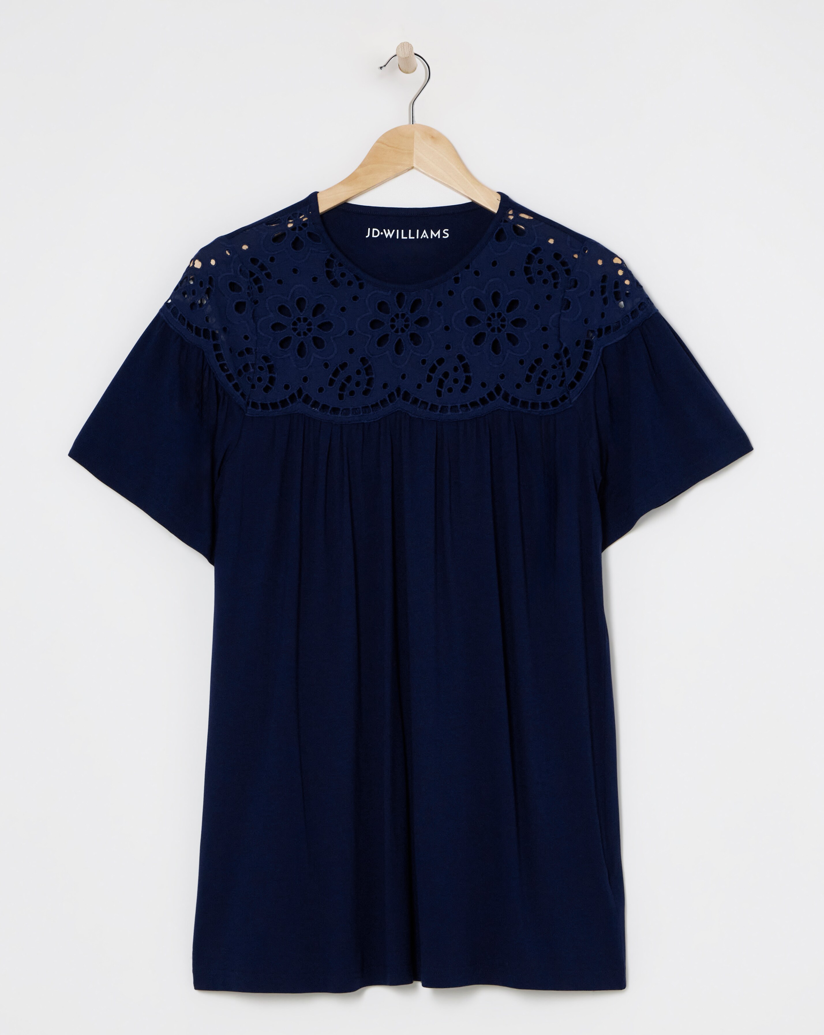 Navy Angel Sleeve Longline Top