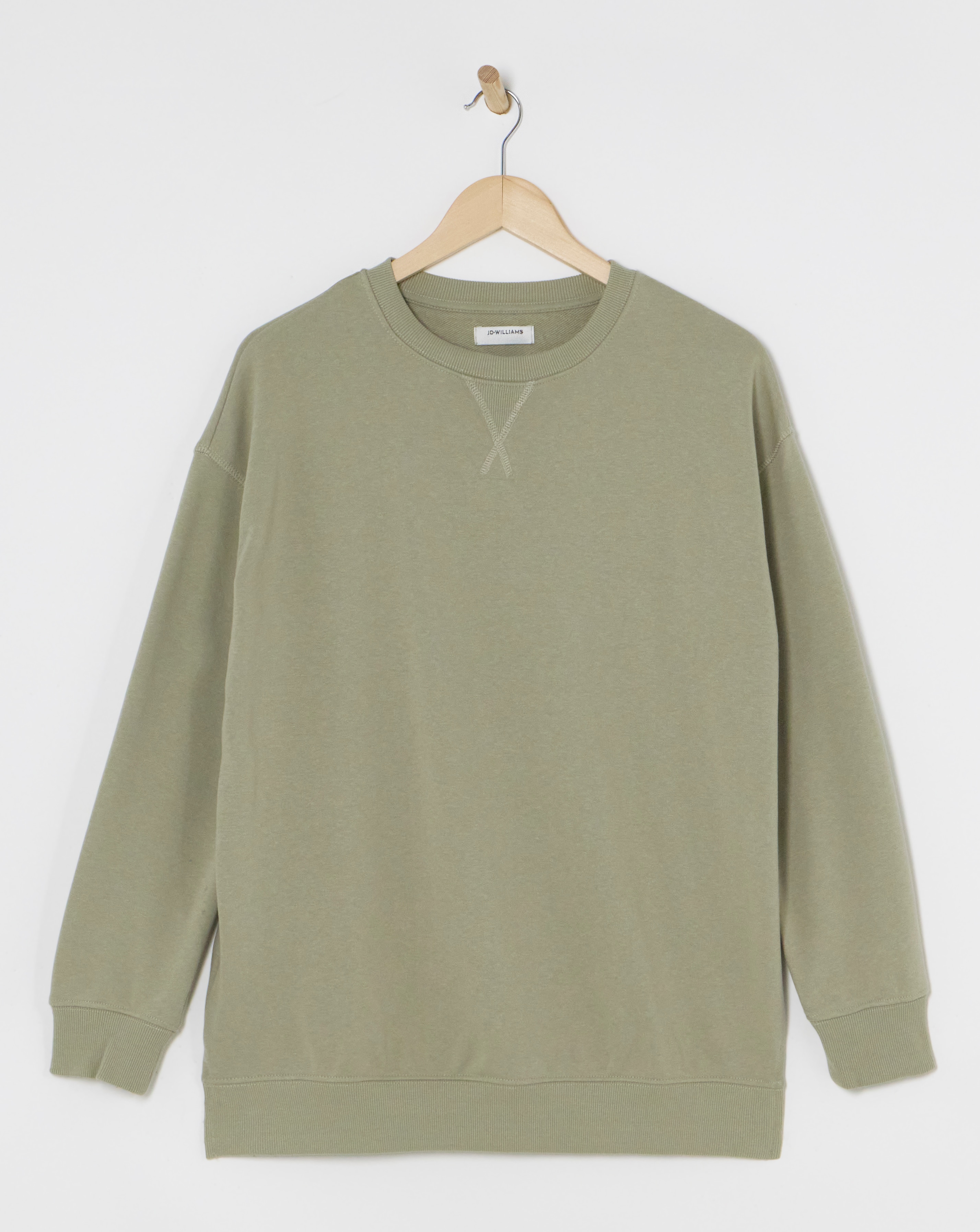 Beige Split Hem Crew Neck Sweatshirt