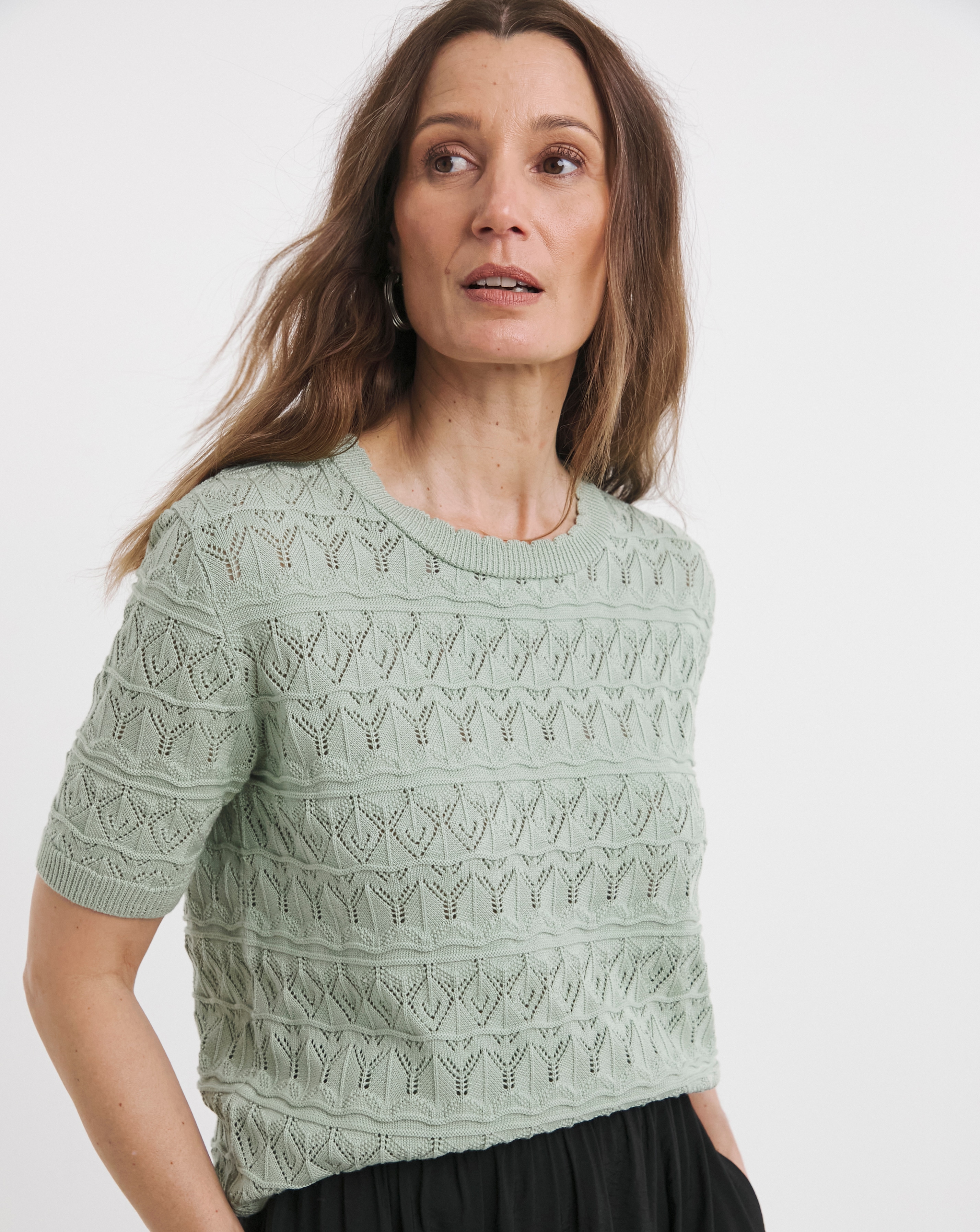 CROCHET SHORT SLEEVE JUMPER