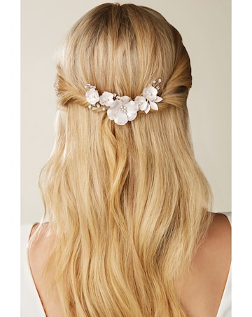 Jon Richard Rose Gold Plated Mabel Pink Flower And Pearl Clip