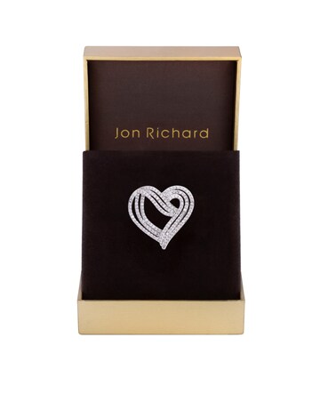 Jon Richard Rhodium Plated Cubic Zirconia Brooch - Gift Boxed