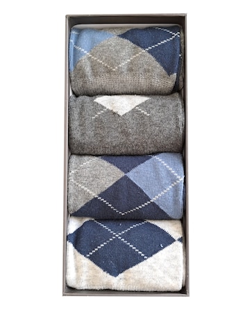 Mens 4pk Argyle Boxed Socks