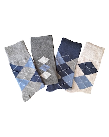 Mens 4pk Argyle Boxed Socks