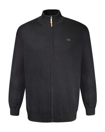 D555 Big & Tall Franco-1 Classic Zip Through Knitted Sweater - Black
