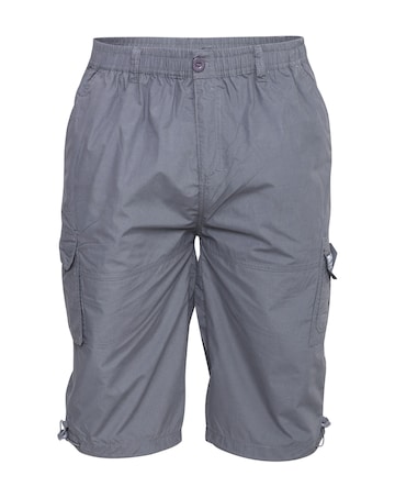 D555 Big & Tall Mason Elasticated Waist Drawcord Cargo Capri Pant - Grey