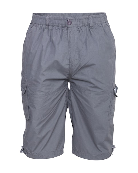 D555 Big & Tall Mason Elasticated Waist Drawcord Cargo Capri Pant - Grey