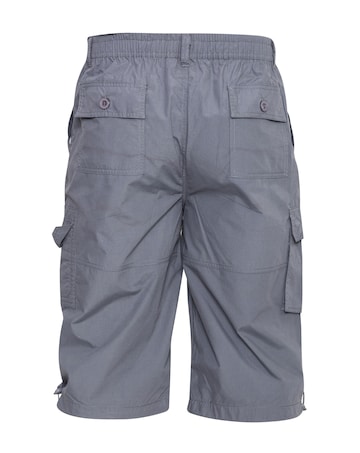 D555 Big & Tall Mason Elasticated Waist Drawcord Cargo Capri Pant - Grey