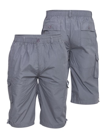 D555 Big & Tall Mason Elasticated Waist Drawcord Cargo Capri Pant - Grey