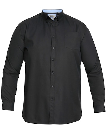 D555 Big & Tall Richard L/S Button Down Oxford Shirt with Chest Pocket - Black