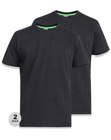 D555 Big & Tall Fenton Pack of 2 Crew Neck T-Shirt - Black
