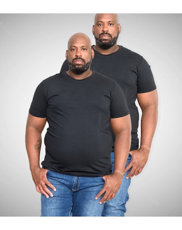 D555 Big & Tall Fenton Pack of 2 Crew Neck T-Shirt - Black