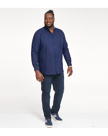 D555 Big & Tall Richard L/S Button Down Oxford Shirt with Chest Pocket - Navy