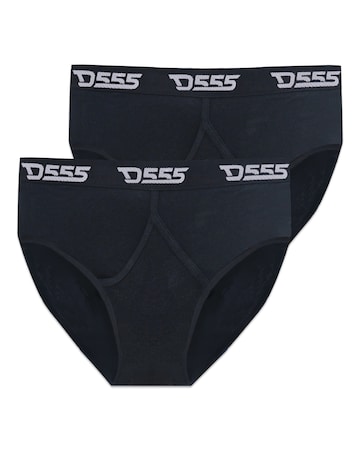 D555 Big & Tall Thompson Pack of 2 Y Front Cotton Briefs - Black