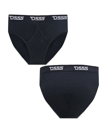 D555 Big & Tall Thompson Pack of 2 Y Front Cotton Briefs - Black