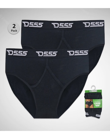 D555 Big & Tall Thompson Pack of 2 Y Front Cotton Briefs - Black