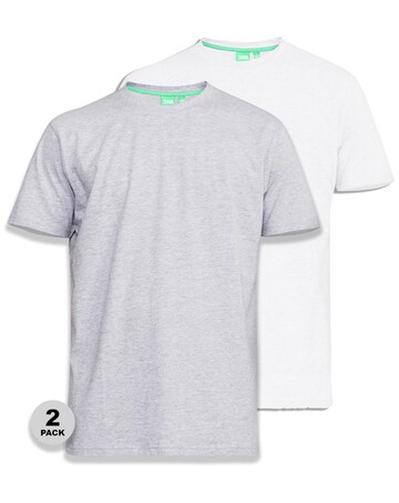 D555 Big & Tall Fenton Pack of 2 Crew Neck T-Shirt - Grey/White