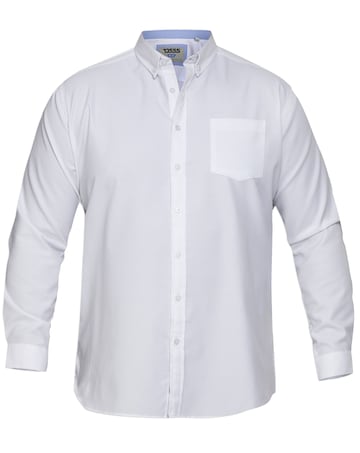 D555 Big & Tall Richard L/S Button Down Oxford Shirt with Chest Pocket - White