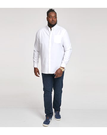 D555 Big & Tall Richard L/S Button Down Oxford Shirt with Chest Pocket - White