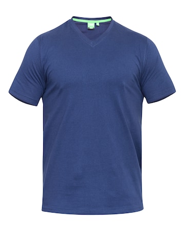 D555 Big & Tall Signature Premium Weight Combed Cotton V Neck T-Shirt - Navy