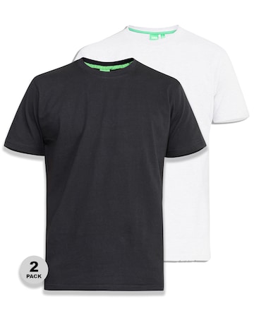 D555 Big & Tall Fenton Pack of 2 Crew Neck T-Shirt - Black/White